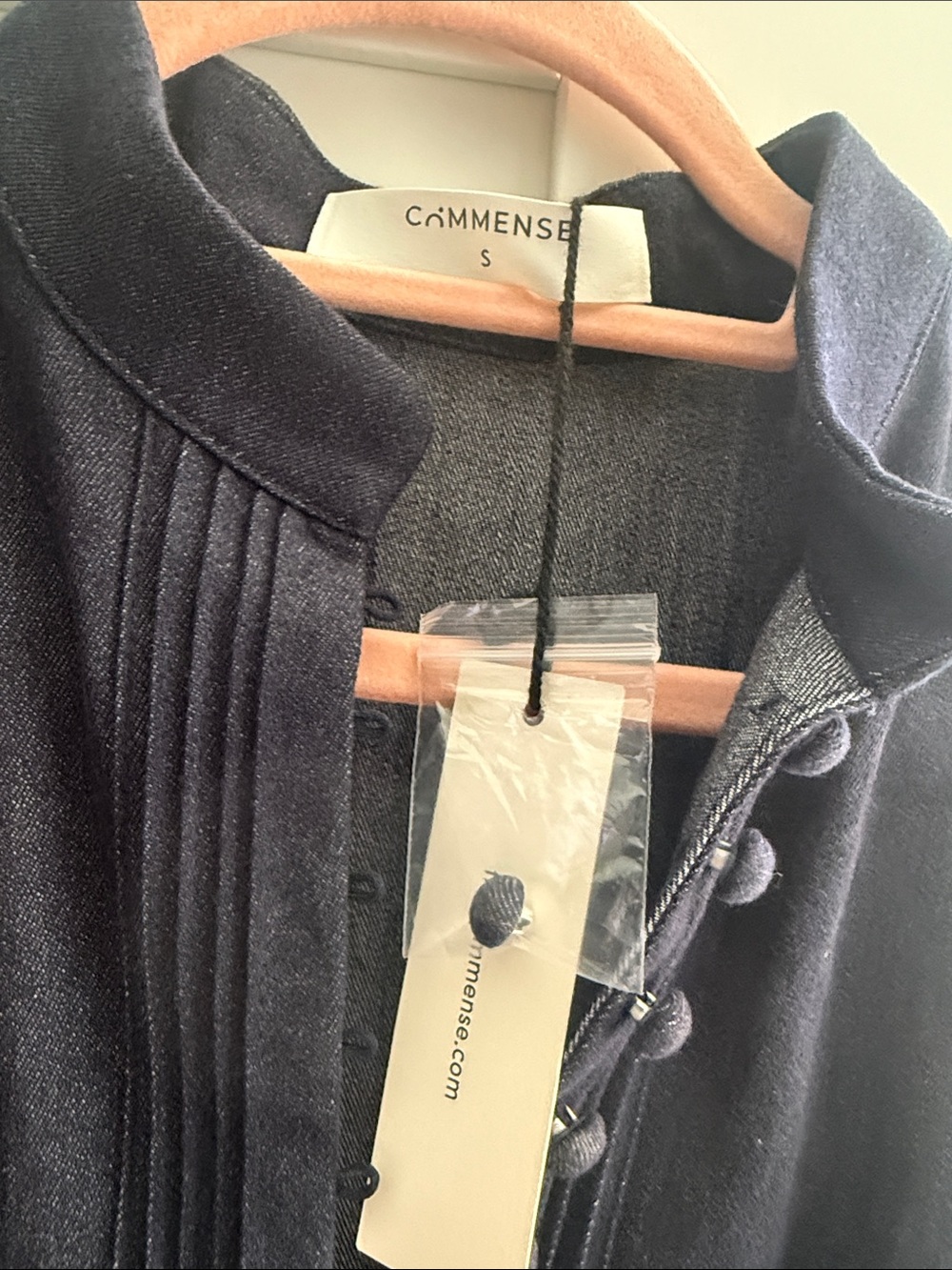 Commense Navy Long Sleeve Jean Tiered Mini Dress - Picture 3 of 12